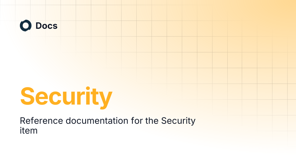 Security | Docs