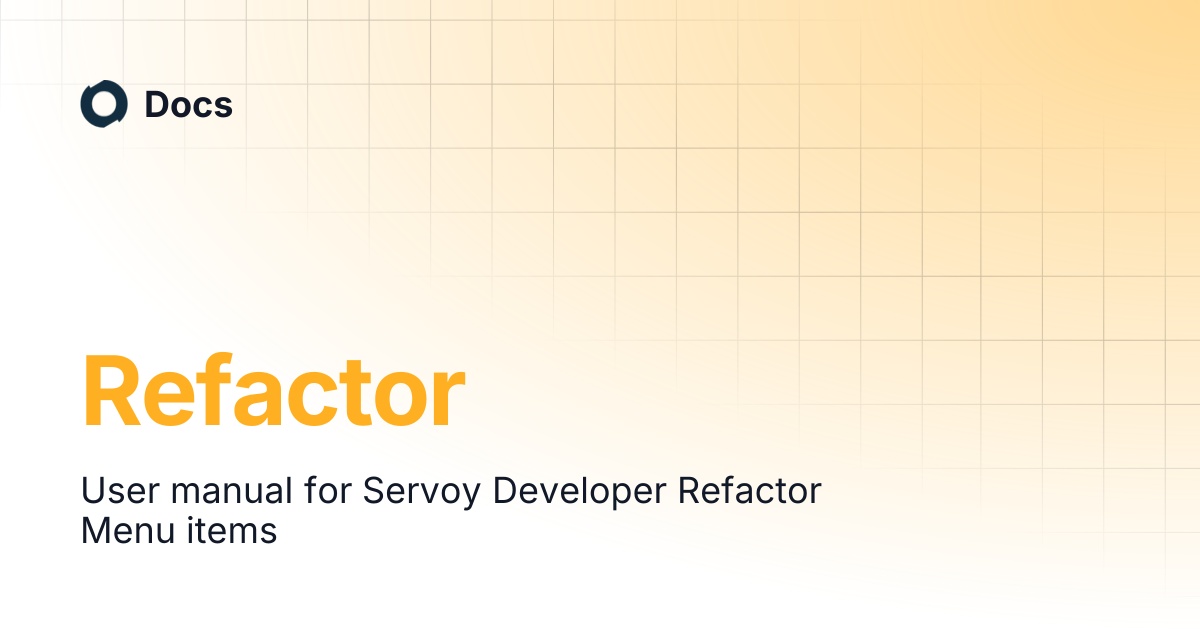 Refactor | Docs